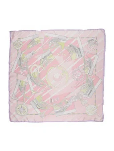 Pre-owned Hermes Face Au Large Silk Scarf In Pink