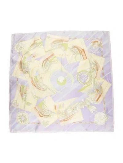 Pre-owned Hermes Face Au Large Silk Scarf In Purple