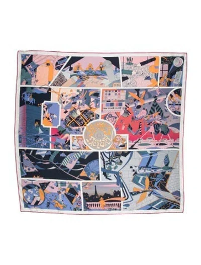 Pre-owned Hermes Factory Double Face Silk Scarf W/ Tags In White