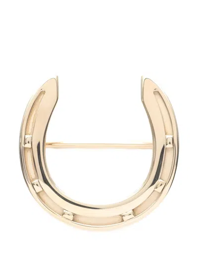 Pre-owned Hermes Fait Ah Cheval Scarf Ring In Gold
