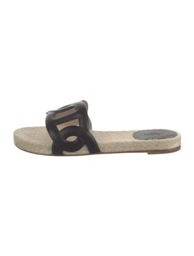 Pre-owned Hermes Famosa Chaîne D'ancre Insignia Espadrilles W/ Tags In Black