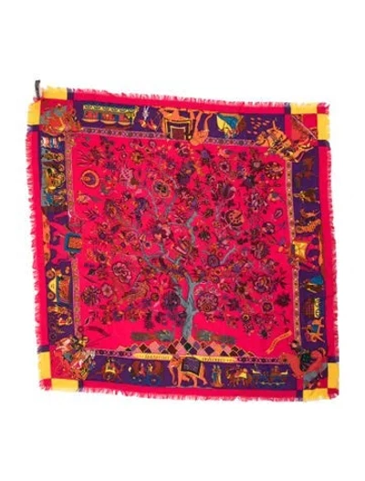 Pre-owned Hermes Fantaisies Indiennes Cashmere Scarf In Pink