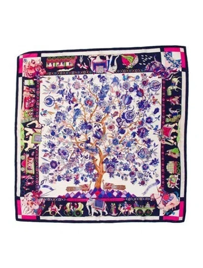 Pre-owned Hermes Fantaisies Indiennes Silk Scarf In Blue