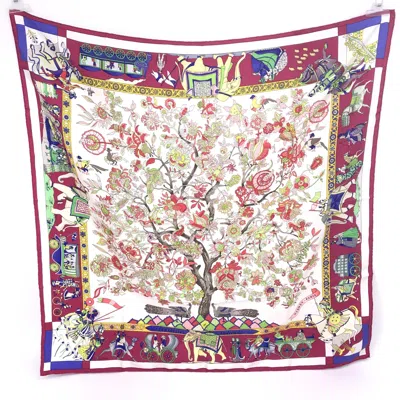 Pre-owned Hermes Hermès Fantaisies Indiennes Silk Women's Scarf () In White