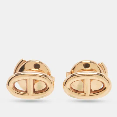Pre-owned Hermes Farandole 18k Rose Gold Very Small Model Earrings