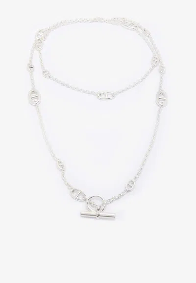 Pre-owned Hermes Farandole Long Necklace 120 In Silver