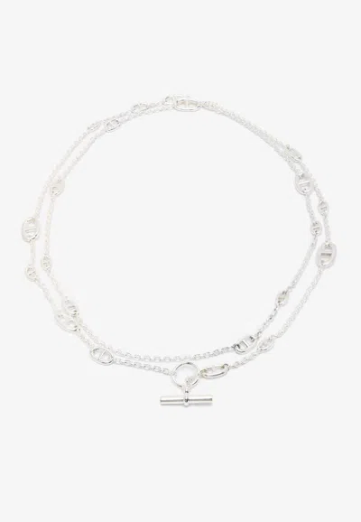 Pre-owned Hermes Farandole Long Necklace 160 In Silver
