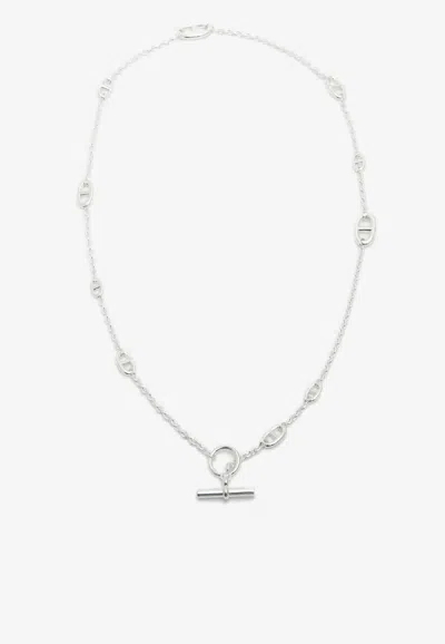 Pre-owned Hermes Farandole Long Necklace 80 In Silver