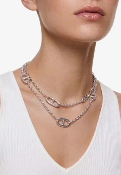 Hermes Farandole Long Necklace 80 In Silver In Red