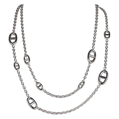 Pre-owned Hermes Farandole Long Necklace Sterling Silver In Multi