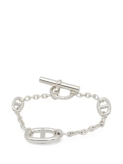 Pre-owned Hermes Farandole T-bar Bracelet In Silver