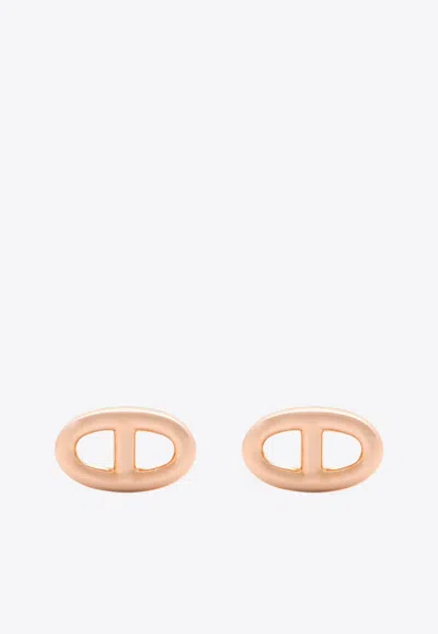 Pre-owned Hermes Farandole Tpm Earrings In Rose Gold