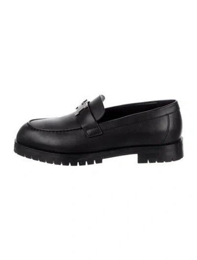Pre-owned Hermes Faubourg Calfskin Loafers In Black