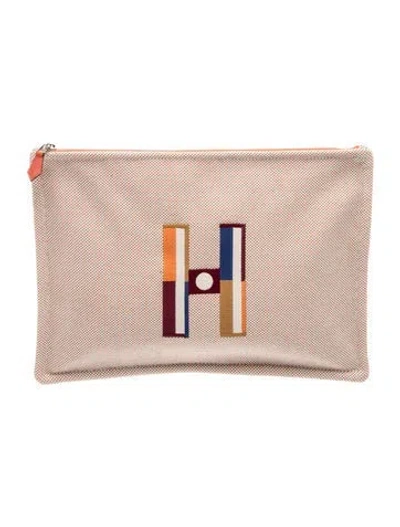 Pre-owned Hermes Faubourg Corner Pouch In Neutral