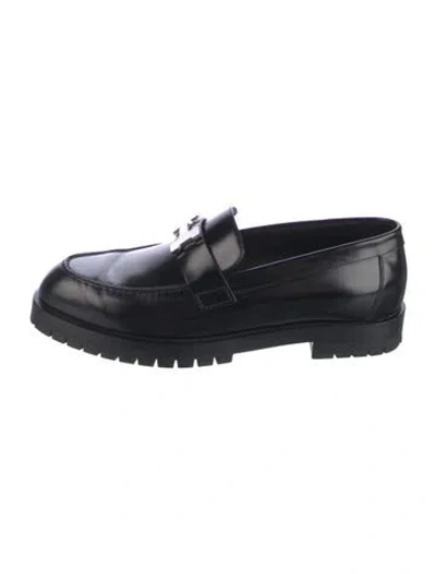 Pre-owned Hermes Faubourg H Logo Loafers In Black