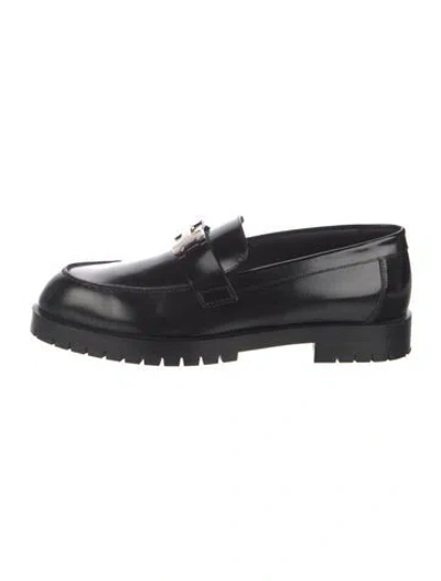 Pre-owned Hermes Faubourg H Logo Loafers In Black