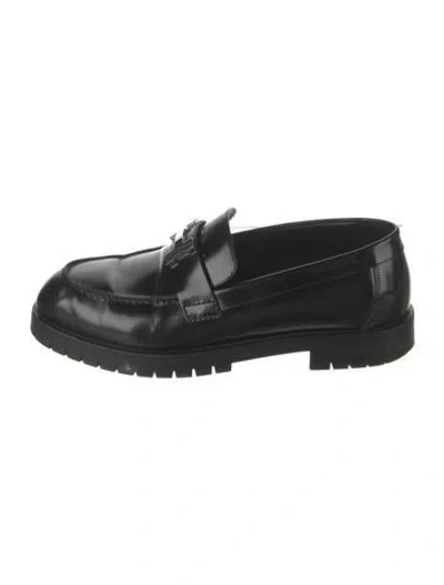 Pre-owned Hermes Faubourg H Logo Loafers In Black