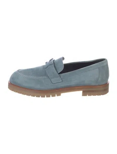 Pre-owned Hermes Faubourg H Logo Loafers In Blue