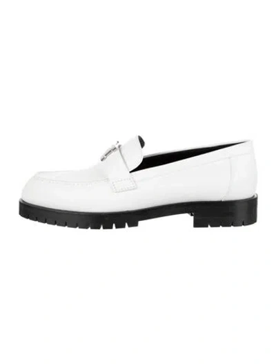 Pre-owned Hermes Faubourg H Logo Loafers In White