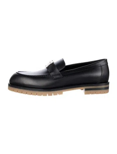 Pre-owned Hermes Faubourg Leather Loafers In Black