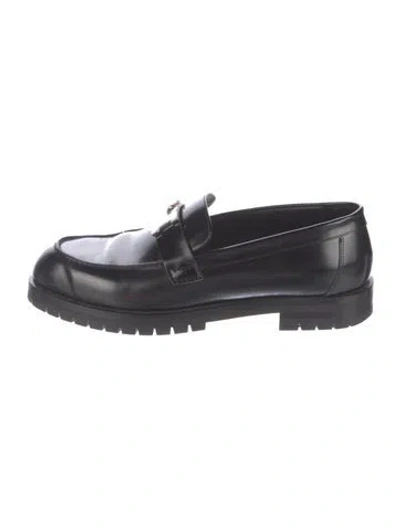 Pre-owned Hermes Faubourg Leather Loafers In Black