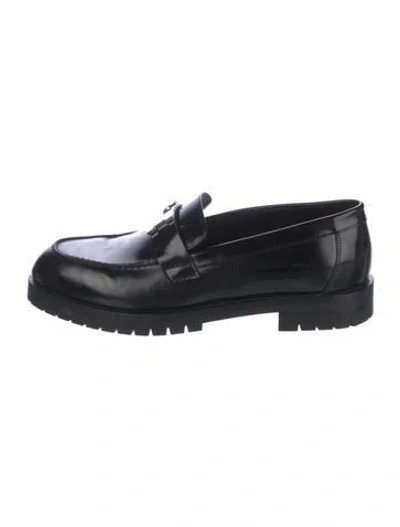 Pre-owned Hermes Faubourg Leather Loafers In Black