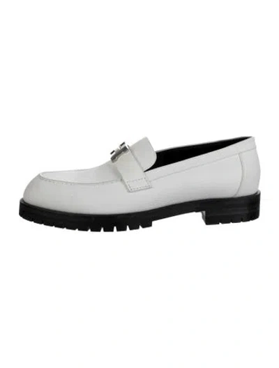 Pre-owned Hermes Faubourg Leather Loafers In Silver
