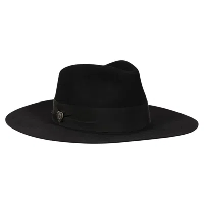 Pre-owned Hermes Faubourg Love Hat Black Fedora Size 57 Rabbit Felt Cou De Coueur