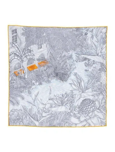 Pre-owned Hermes Faubourg Tropical Silk Scarf In White