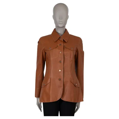 Pre-owned Hermes Fauve Brown Barenia Leather 2011 Blazer Jacket 38 S