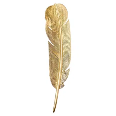 Pre-owned Hermes Feather Brooch By Georges Lenfant In 18 Karats Gold In Multi