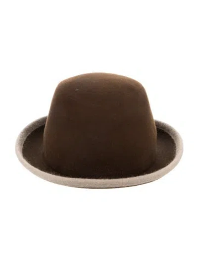 Pre-owned Hermes Felt Derby Hat In Brown