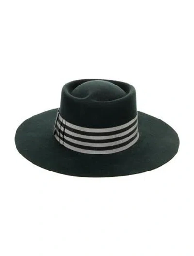 Pre-owned Hermes Felt Wide-brim Hat In Green