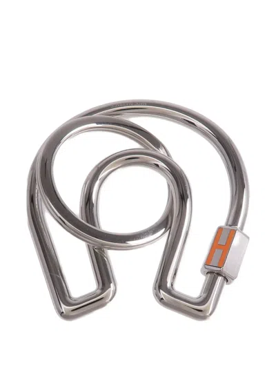 Pre-owned Hermes Fer A Cheval Key Ring In Silver