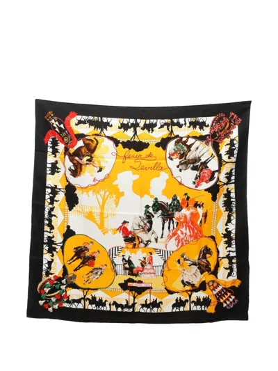 Pre-owned Hermes Feria De Sevilla Silk Scarf In Black