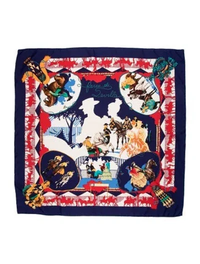 Pre-owned Hermes Feria De Sevilla Silk Scarf In Multi