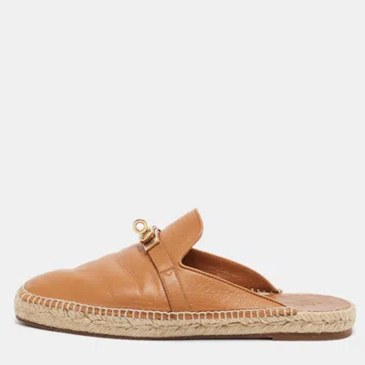 Pre-owned Hermes Feria Size 38 Brown Leather Mules