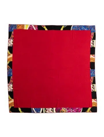Pre-owned Hermes Festival Des Amazones Encadre Cashmere Shawl In Red