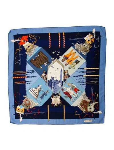 Pre-owned Hermes Fêtes Vénitiennes Cashmere Scarf In Blue