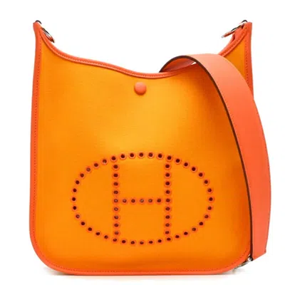 Pre-owned Hermes Feu Jaune Orange Toile Officier Swift Leather Shoulder Bag ()