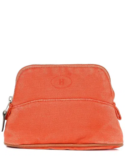 Pre-owned Hermes Hermès Feu Leather Mini Bolide Travel Cosmetic Pouch (authentic Pre-loved)