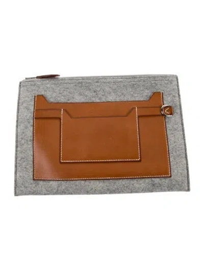 Pre-owned Hermes Feutre Toodoo 29 Pouch In Grey