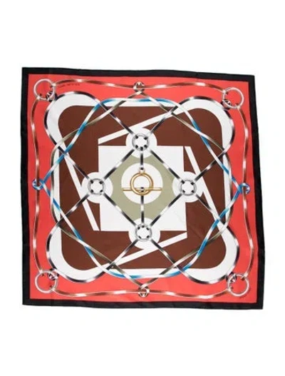 Pre-owned Hermes Figure Artistique Silk Scarf In Red