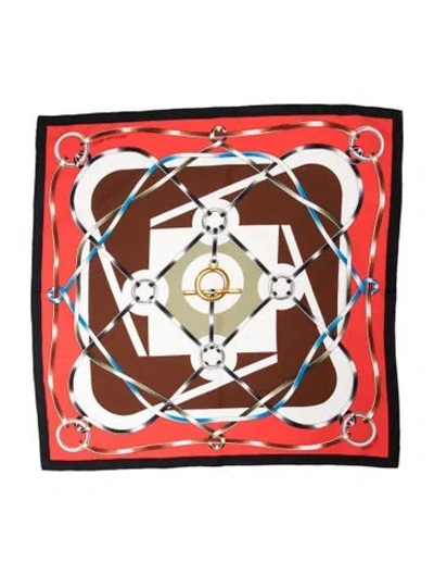 Pre-owned Hermes Figure Artistique Silk Scarf In Red