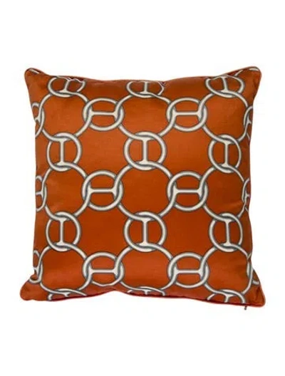 Pre-owned Hermes Fil D'argent Throw Pillow In Orange