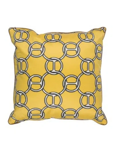 Pre-owned Hermes Fil D'argent Throw Pillow In Yellow