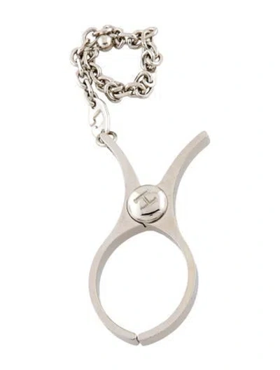 Pre-owned Hermes Filou Glove Clip In Silver