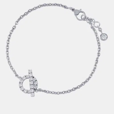 Pre-owned Hermes Finesse Bracelet Size Sth219410b 00st 18k White Gold