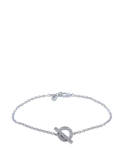 Pre-owned Hermes Finesse Diamond Bracelet In Silver