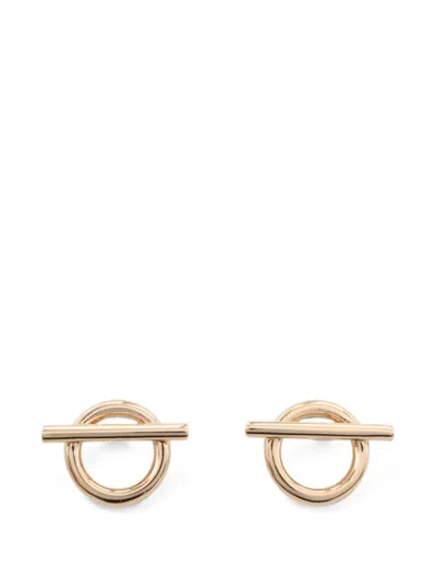 Pre-owned Hermes Finesse Logo-engraved Earrings In Pink